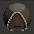 Brown Curved Headphone Speaker With Striped Surface And Metallic Button Modern Design