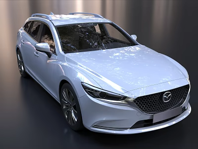 Silver Mazda Station Wagon With Sleek Exterior Design And Modern Front Grille 3d model