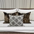 Stylish Geometric Pattern Pillows In Brown And White For Bedroom Bed Decor