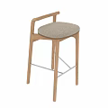 Modern Wooden Bar Stools with Sleek Design Upholstered Seats and Metal Cross Bars