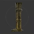 Classical Architectural Column With Intricate Carvings Base And Grayish White Tone