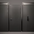 Three Dark Grey Security Doors With Different Textures And Lock Designs 3d model