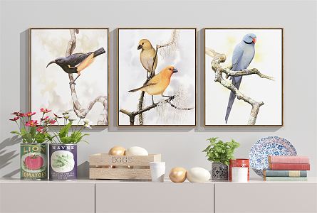 Modern Animal Painting Small Fresh Hanging Painting 3d model