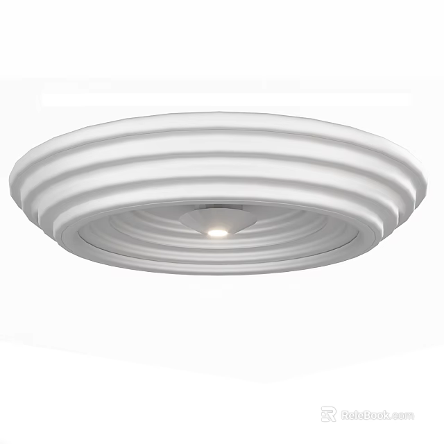 Modern White Circular Ceiling Light With Smooth Wave Pattern And Central LED Light 3d model 