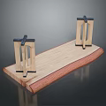Wooden Desktop Stand With Long Board And Two Frame Structures Black Connectors 3d model