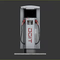 DEIT Fuel Dispenser Unit With Red Nozzles On Gray Concrete Base