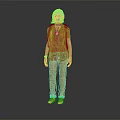 Child Wearing Brown Vest Blue T Shirt Ripped Jeans Boots With Backpack Against Grey Background