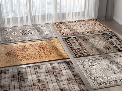 Diverse Square Rugs With Various Patterns And Colors For Home Decor 3d model