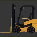 Industrial Yellow Forklift With Cab Lifting Forks And Reflective Surface 3d model