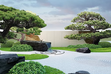 New Chinese style landscape wall water portland waterscape plant landscape 3d model