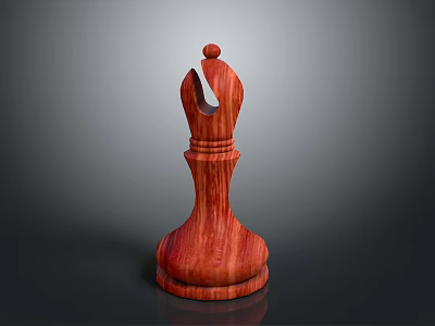 Red Wooden Chess King Piece With Intricate Carved Design And Polished Surface 3d model