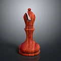 Red Wooden Chess King Piece With Intricate Carved Design And Polished Surface