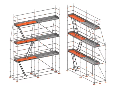 Multi Level Construction Scaffolding With Platforms And Metal Ladders Structure 3d model