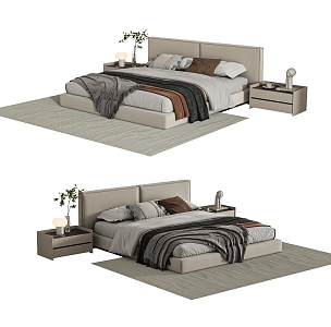 Minotti double bed 3d model