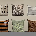 Decorative Throw Pillows With Various Geometric Striped Abstract Leaf Patterns And Fringe Details 3d model