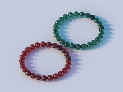 Elegant Red And Green Round Beaded Jewelry Bracelets For Fashion Accessories 3d model