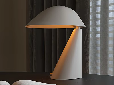White Modern Mushroom Shaped Table Lamp With Warm Light For Bedroom Desk 3d model