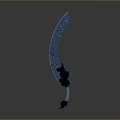 Decorative Scimitar Weapon Displaying Intricate Carved Patterns On Blade And Hilt
