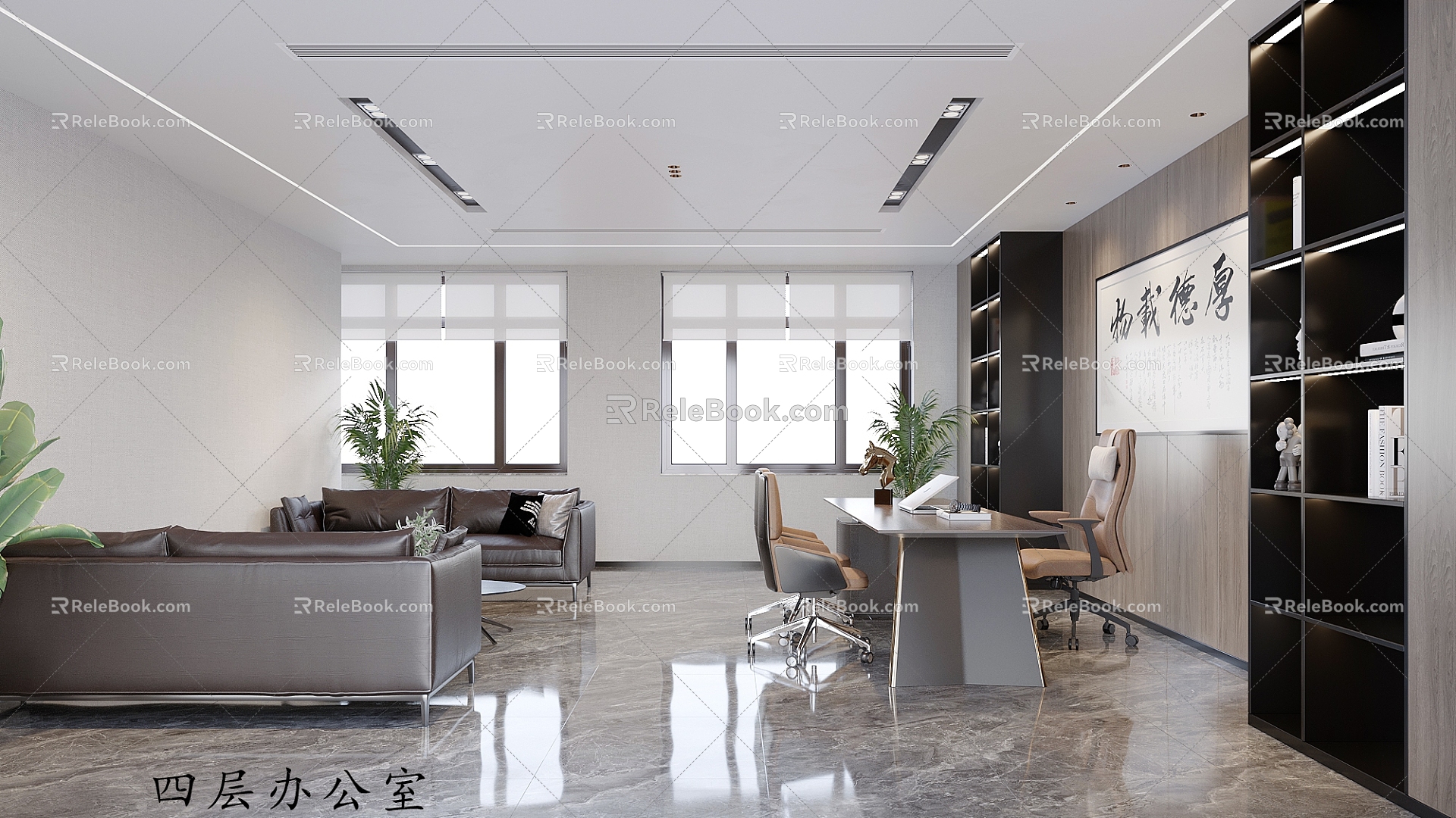 Modern office fourth floor office 3d model