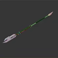 Modern Sci Fi Spear Like Weapon With Black Shaft Silver Spearhead And Blue Accents