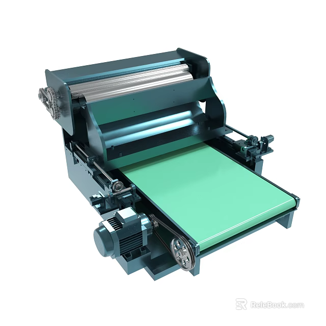 Industrial Conveyor Machine With Green Belt And Metal Frame Structure 3d model 