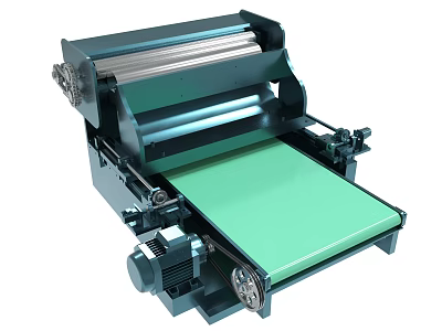 Industrial Conveyor Machine With Green Belt And Metal Frame Structure 3d model