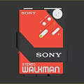 Sony Walkman Red Portable Stereo Audio Player With Classic Design And Control Buttons
