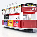 Red Commercial Juice Kiosk Equipment With Menu Board And Fruit Displays