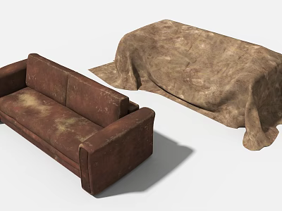 Brown Fabric Sofa With Textured Furniture Cover For Household Use 3d model