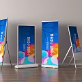 Colorful Roll up Advertising Billboards with Modern Creative Design Arranged Indoors