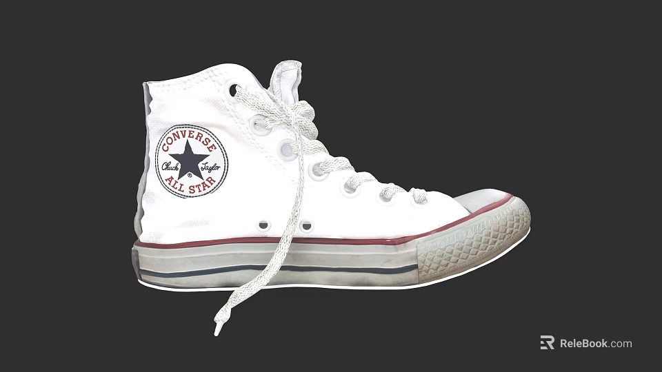 White High Top Converse All Star Canvas Shoes With Classic Design And Lace Up 3d model 