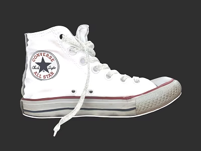 White High Top Converse All Star Canvas Shoes With Classic Design And Lace Up 3d model