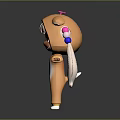 Cartoon Style Game And Movie Character In Orange Fox Costume With White Belly And Pigtails