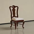 Traditional Dark Brown Wooden Dining Chair With Carved Backrest And White Padded Seat