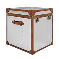 Vintage Leather Trunk with Wooden Frame Metal Rivets Leather Handle and Metal Locks
