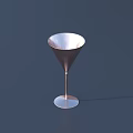 Elegant Silver Conical Martini Glass On Deep Blue Background With Shadow 3d model