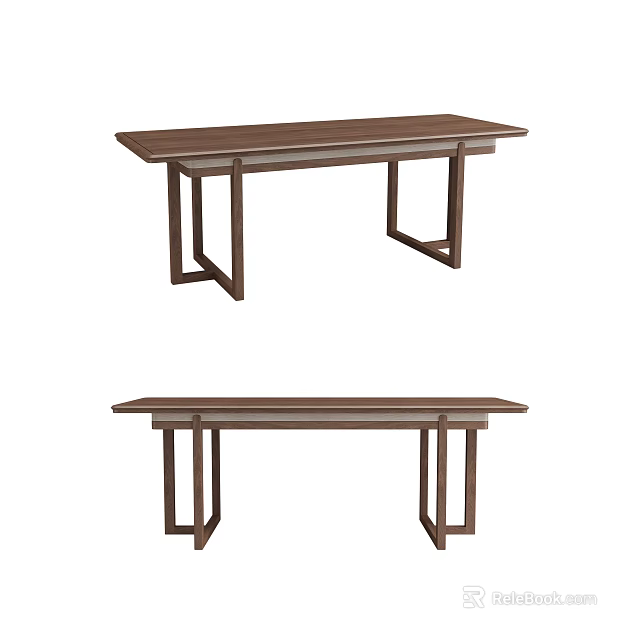 Modern Minimalist Solid Wood Tea Table Featuring Rectangular Top And Sturdy Legs 3d model