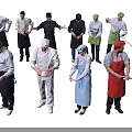 Group of Professional Chefs Preparing Food With Various Kitchen Utensils And Uniforms