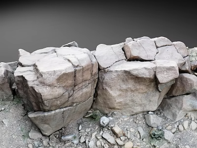 Natural Stone And Wood Elements For Rustic Outdoor Garden Landscape Design 3d model