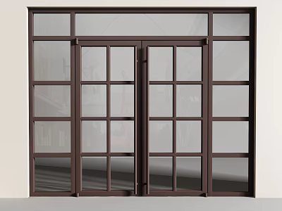 Modern Double Doors With Dark Frame And Glass Panel Home Interior Design 3d model