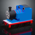 Cute Electric Toy Blue Train With Smiling Face Black Chimney And Red Wheels