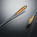 Two Heavy Duty Hardware Tools With Metal Shaft And Wooden Handle Grip