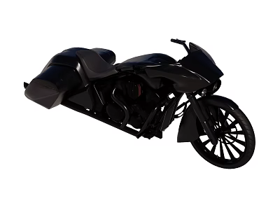 Black Cruiser Motorcycle With Streamlined Body Saddlebags And Spoke Wheels 3d model