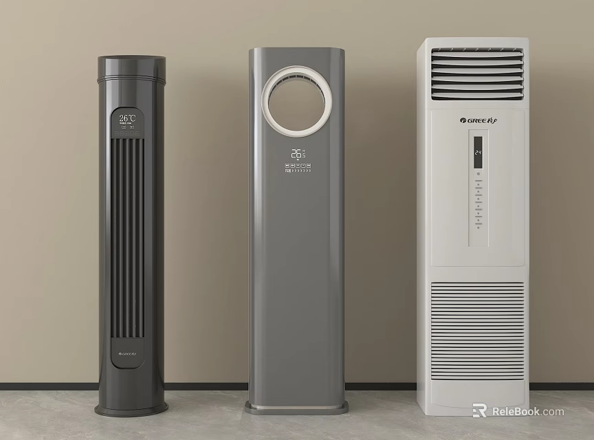 Modern Tower Air Cooler Fans in Three Different Colors with Sleek Design 3d model 