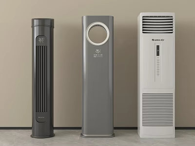 Modern Tower Air Cooler Fans in Three Different Colors with Sleek Design 3d model