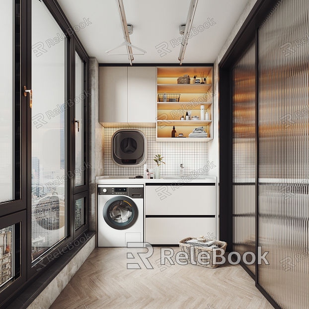 modern balcony sun room home balcony leisure balcony clothes room washing machine model