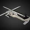 Gray Military Helicopter With Rotor System Cabin Windows And External Fuel Tanks