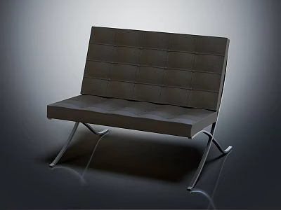 Modern Single Sofa With Leather Upholstery Stitched Backrest And Metal Legs 3d model