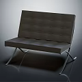 Modern Single Sofa With Leather Upholstery Stitched Backrest And Metal Legs