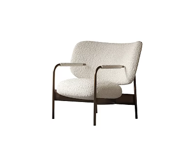 Plush Upholstered Accent Chair with Curved Armrests and Metal Frame for Modern Living Space 3d model